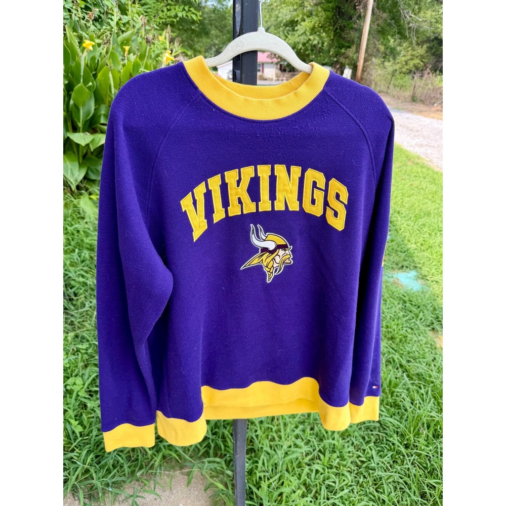 Tommy Hilfiger NFL Minnesota Vikings Sweatshirt Purple Gold Mens XL EST 61 Logo